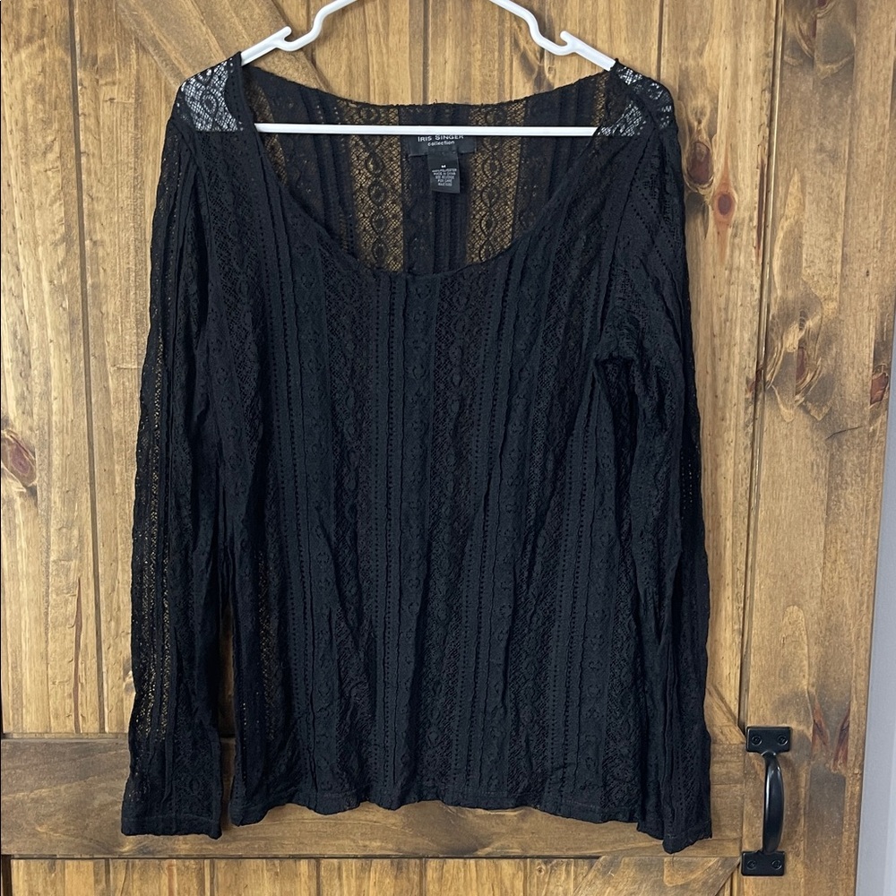 Iris Singer Collection Long Sleeve Lace Top Sheer Stretch. Size M